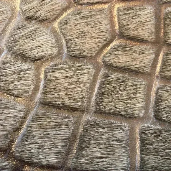 Nordstrom leather handbag/clutch. Animal print w/Gold leather + furry covering. - Picture 8 of 11